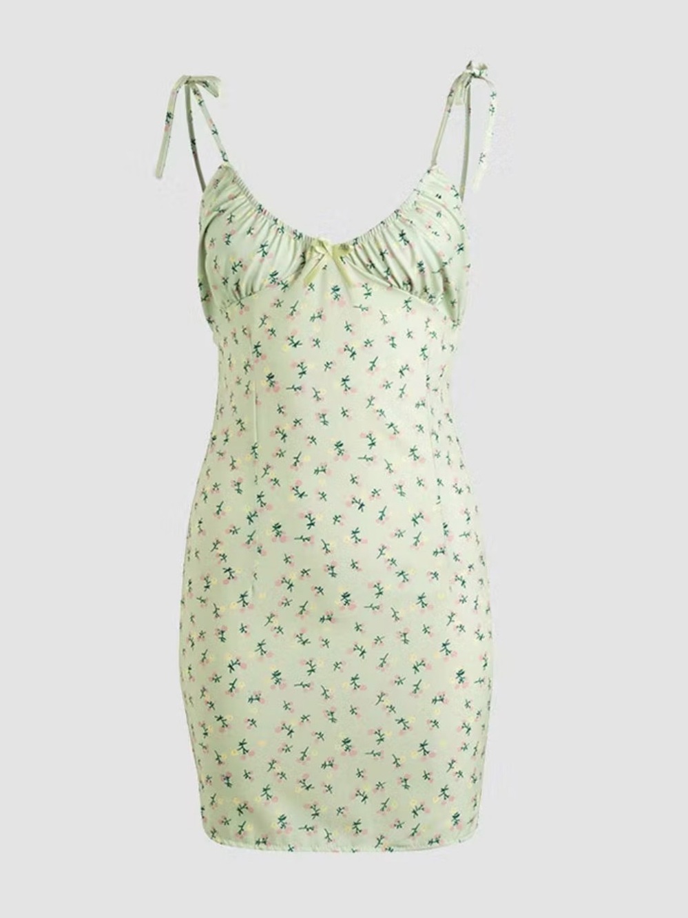 Sage Green Floral Mini Dress